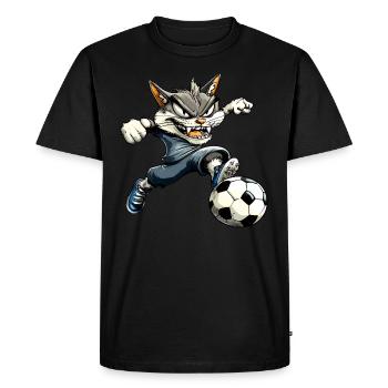 Chat Footballeur - T-shirt Premium bio Homme - noir - Devant - Nico (187cm)