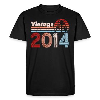 Millésime 2014 Palmiers Rétro Anniversaire - T-shirt Premium bio Homme - noir - Devant - Nico (187cm)