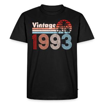 Millésime 1993 Palmiers Rétro Anniversaire - T-shirt Premium bio Homme - noir - Devant - Nico (187cm)
