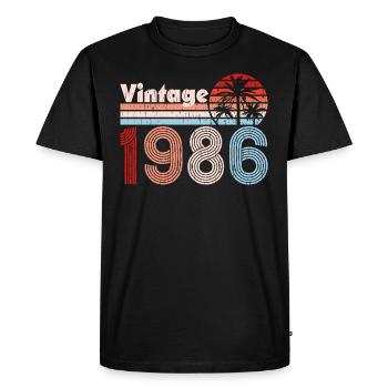 Millésime 1986 Palmiers Rétro Anniversaire - T-shirt Premium bio Homme - noir - Devant - Nico (187cm)