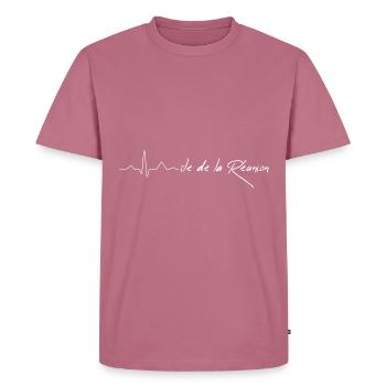 Heartbeat Insel La Réunion - Männer Premium Bio T-Shirt - Mauve - Vorne - Nico (187cm)