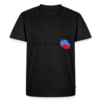 Flag Map Reunion Island Heartbeat - Men's Premium Organic T-Shirt - black - Front - Nico (187cm)