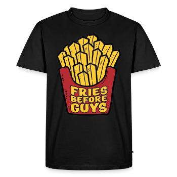 Frites devant les mecs - T-shirt Premium bio Homme - noir - Devant - Nico (187cm)