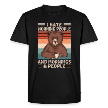Bear Coffee Saying Morning Grouch Late Riser - Men's Premium Organic T-Shirt - black - Front - Nico (187cm)