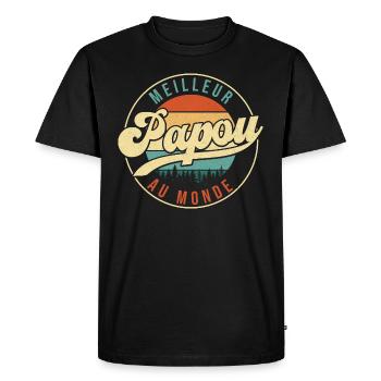 Meilleur papou au monde - Cadeau grand-père - T-shirt Premium bio Homme - noir - Devant - Nico (187cm)