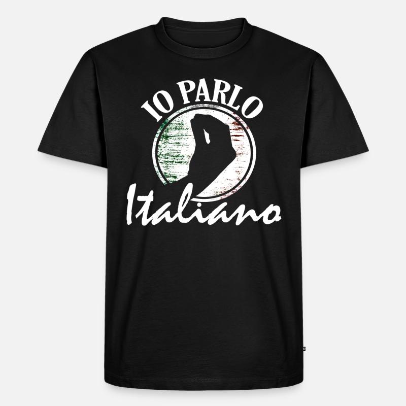 Italienisch sprechen, Spruch - Männer Premium Bio T-Shirt - Schwarz