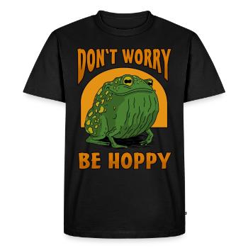 Don't worry be hoppy - the happy frog - Men's Premium Organic T-Shirt - black - Front - Nico (187cm)