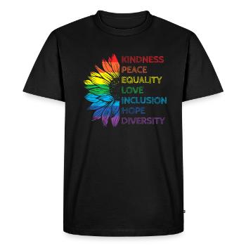 Peace Love Diversity Inclusion Equality Humanity - Men's Premium Organic T-Shirt - black - Front - Nico (187cm)
