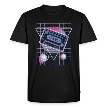 Mixtape Retro Party Vaporwave des années 80 - T-shirt Premium bio Homme - noir - Devant - Nico (187cm)