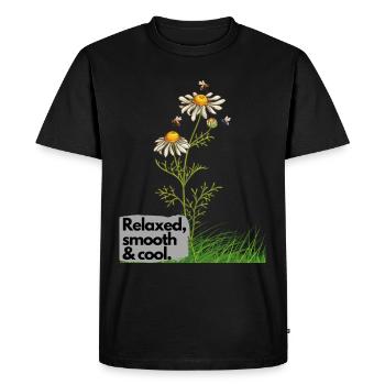 Restez détendu! - T-shirt Premium bio Homme - noir - Devant - Nico (187cm)