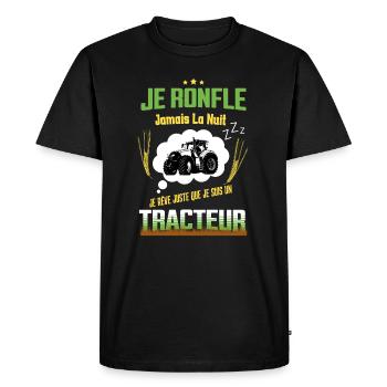 Humour Agriculteur, Tracteur Agriculture - T-shirt Premium bio Homme - noir - Devant - Nico (187cm)