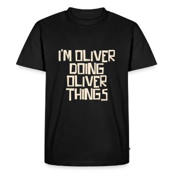 Je suis Oliver en train de faire des choses à Oliver - T-shirt Premium bio Homme - noir - Devant - Nico (187cm)