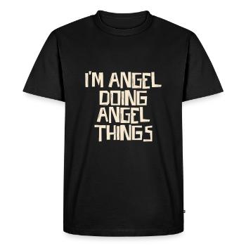 Je suis Angel en train de faire des choses d’Angel - T-shirt Premium bio Homme - noir - Devant - Nico (187cm)