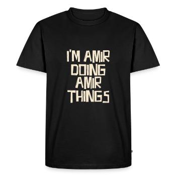 Je suis Amir en train de faire des choses Amir - T-shirt Premium bio Homme - noir - Devant - Nico (187cm)