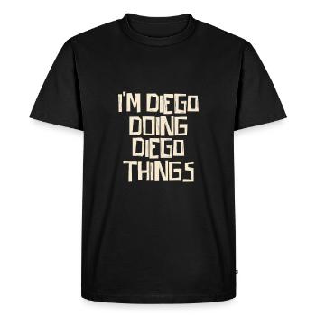 Je suis Diego en train de faire des choses Diego - T-shirt Premium bio Homme - noir - Devant - Nico (187cm)