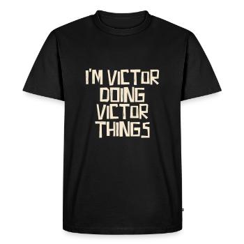 Je suis Victor en train de faire des choses Victor - T-shirt Premium bio Homme - noir - Devant - Nico (187cm)