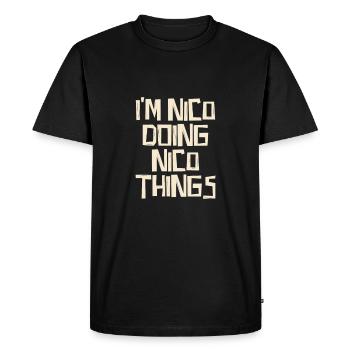 Je suis Nico en train de faire des choses Nico - T-shirt Premium bio Homme - noir - Devant - Nico (187cm)