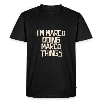 Je suis Marco en train de faire des choses Marco - T-shirt Premium bio Homme - noir - Devant - Nico (187cm)