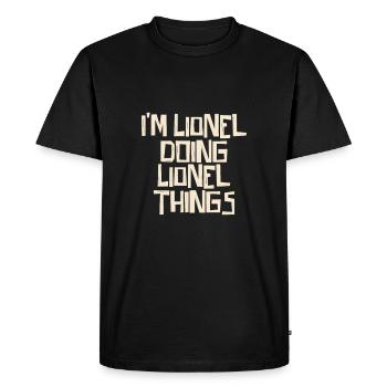 Je suis Lionel en train de faire des choses Lionel - T-shirt Premium bio Homme - noir - Devant - Nico (187cm)