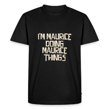 Je suis Maurice en train de faire des choses à Maurice - T-shirt Premium bio Homme - noir - Devant - Nico (187cm)