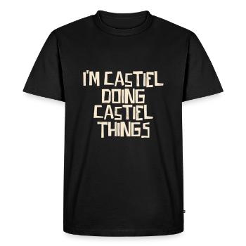 Je suis Castiel en train de faire des choses Castiel - T-shirt Premium bio Homme - noir - Devant - Nico (187cm)