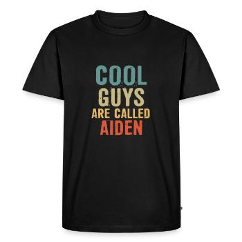 Les mecs cool s’appellent Aiden - T-shirt Premium bio Homme - noir - Devant - Nico (187cm)