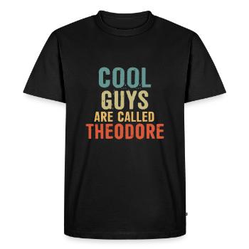 Les gars cool s’appellent Theodore - T-shirt Premium bio Homme - noir - Devant - Nico (187cm)