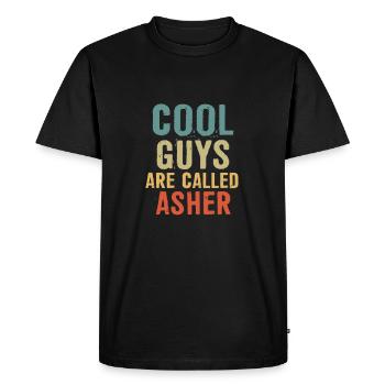 Les mecs cool s’appellent Asher - T-shirt Premium bio Homme - noir - Devant - Nico (187cm)