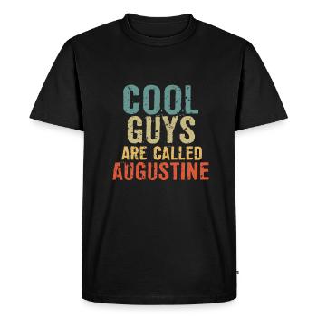 Les mecs cool s’appellent augustine - T-shirt Premium bio Homme - noir - Devant - Nico (187cm)