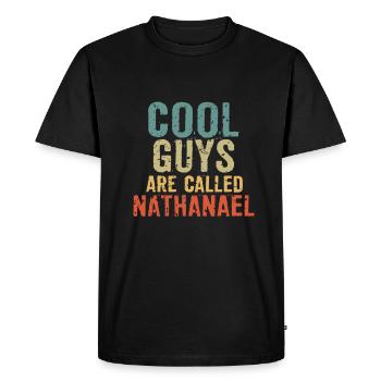 Les gars cool s’appellent Nathanaël - T-shirt Premium bio Homme - noir - Devant - Nico (187cm)