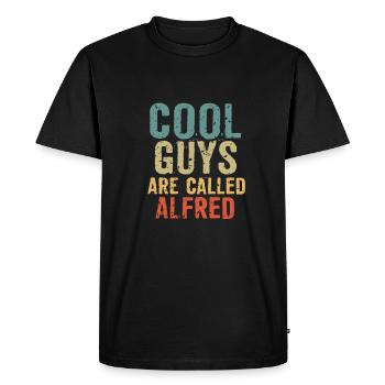 Les mecs cool s’appellent Alfred - T-shirt Premium bio Homme - noir - Devant - Nico (187cm)
