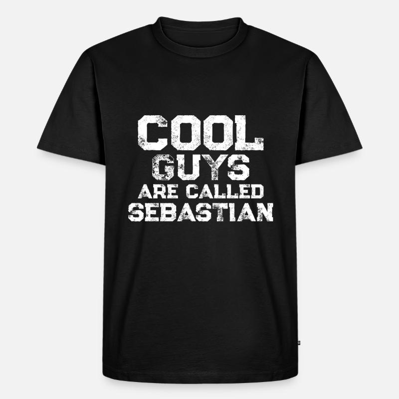 Cool guys are called Sebastian - Männer Premium Bio T-Shirt - Schwarz