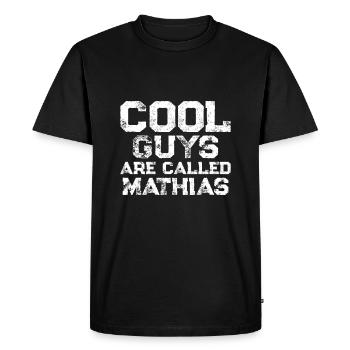 Les mecs sympas s’appellent Mathias - T-shirt Premium bio Homme - noir - Devant - Nico (187cm)