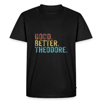 Bon mieux Théodore - T-shirt Premium bio Homme - noir - Devant - Nico (187cm)