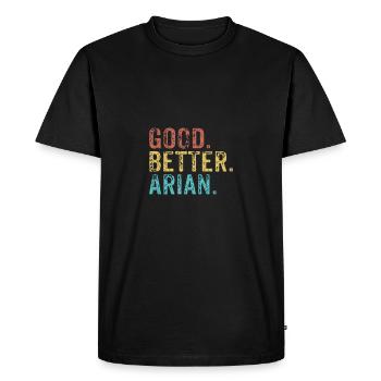 Bon, mieux, Arian - T-shirt Premium bio Homme - noir - Devant - Nico (187cm)