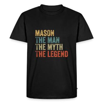 Mason the man the myth - Men's Premium Organic T-Shirt - black - Front - Nico (187cm)