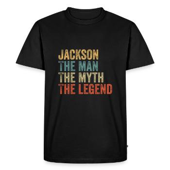 Jackson the man the myth - Men's Premium Organic T-Shirt - black - Front - Nico (187cm)