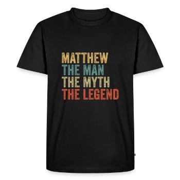 Matthieu l’homme, le mythe - T-shirt Premium bio Homme - noir - Devant - Nico (187cm)