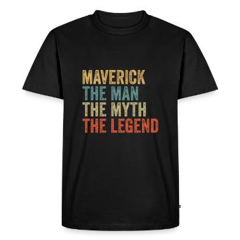Maverick the man the myth - Men's Premium Organic T-Shirt - black - Front - Nico (187cm)