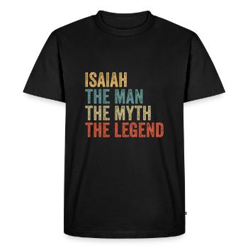 Isaiah the man the myth - Men's Premium Organic T-Shirt - black - Front - Nico (187cm)