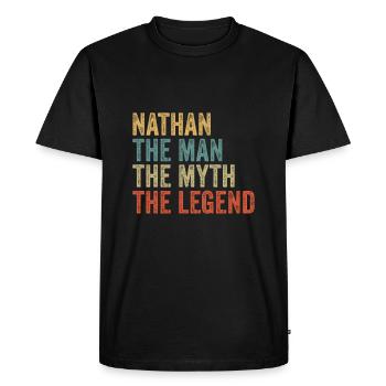 Nathan the man the myth - Men's Premium Organic T-Shirt - black - Front - Nico (187cm)