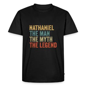 Nathanaël l’homme, le mythe - T-shirt Premium bio Homme - noir - Devant - Nico (187cm)