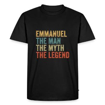 Emmanuel l’homme, le mythe - T-shirt Premium bio Homme - noir - Devant - Nico (187cm)