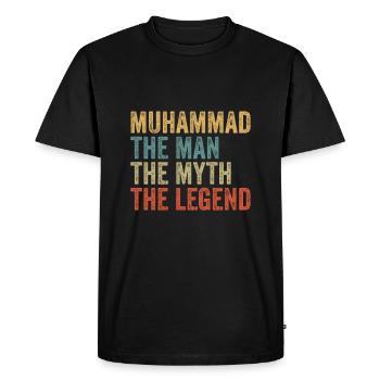 Muhammad the man the myth - Men's Premium Organic T-Shirt - black - Front - Nico (187cm)