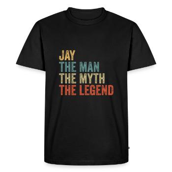 Jay l’homme le mythe - T-shirt Premium bio Homme - noir - Devant - Nico (187cm)
