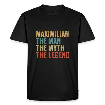 Maximilien l’homme, le mythe - T-shirt Premium bio Homme - noir - Devant - Nico (187cm)