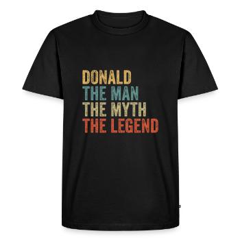 Donald l’homme le mythe - T-shirt Premium bio Homme - noir - Devant - Nico (187cm)