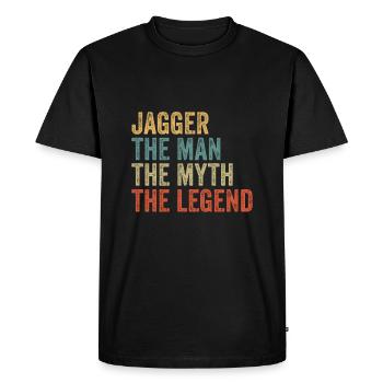 Jagger l’homme le mythe - T-shirt Premium bio Homme - noir - Devant - Nico (187cm)