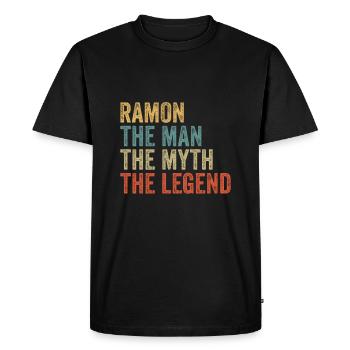 Ramon l’homme le mythe - T-shirt Premium bio Homme - noir - Devant - Nico (187cm)