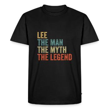 Lee the man the myth - Men's Premium Organic T-Shirt - black - Front - Nico (187cm)